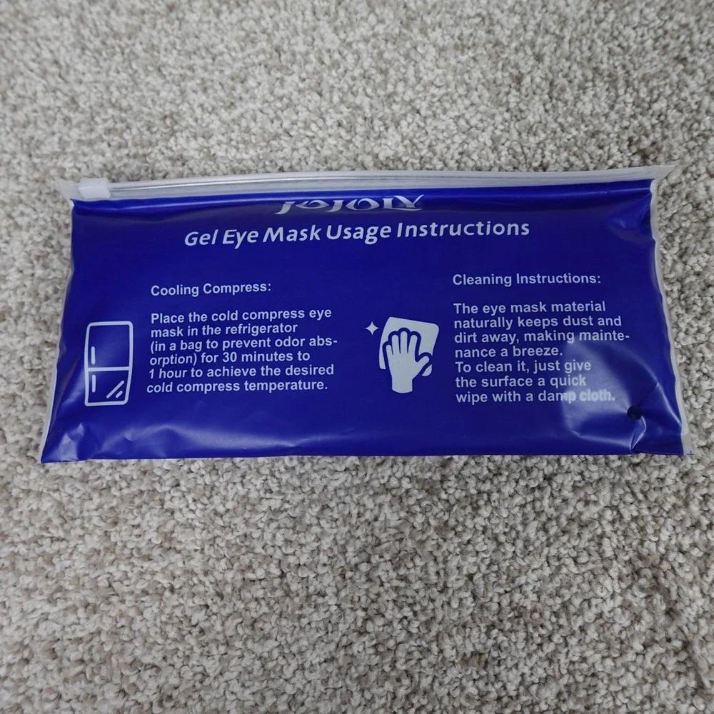 JOJOLY Cooling Gel Eye Mask Blue Cold Compress Adjustable Strap‎ Sleep Mask NEW